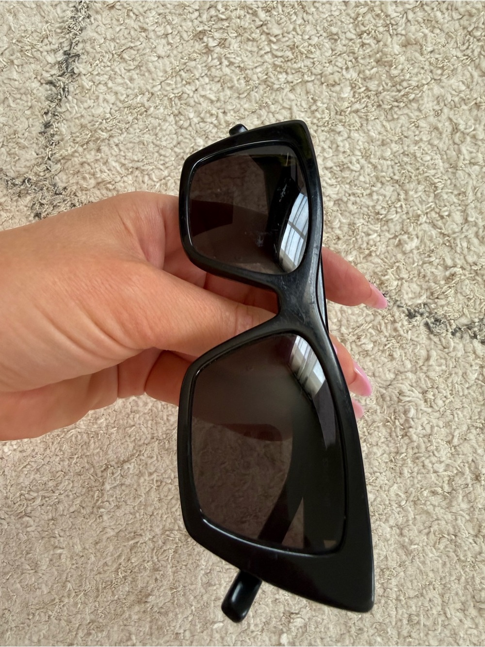 Yves Saint Laurent Black Oversized Rectangular Sunglasses